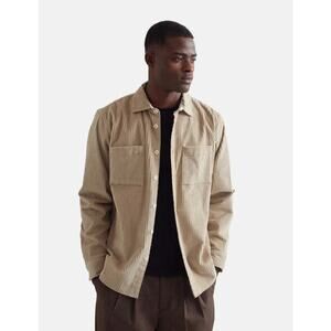 Wax London Penn Cord Whiting Overshirt in sand beige sz L